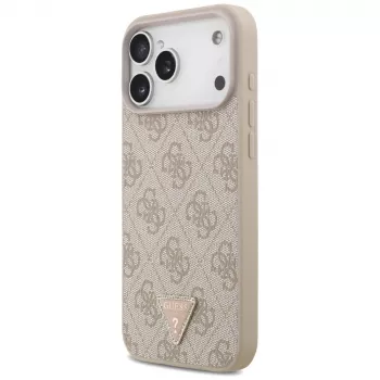 Capa MagSafe GUESS em pele 4G Triangle Strass para iPhone 18 Pro Max / 17 Pro Max - rosa