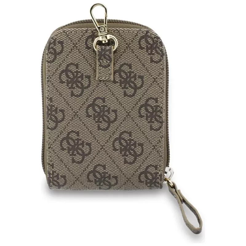 Bolsa pequena Guess 4G Metal Logo Universal Crossbody com alça para telemóvel - castanha