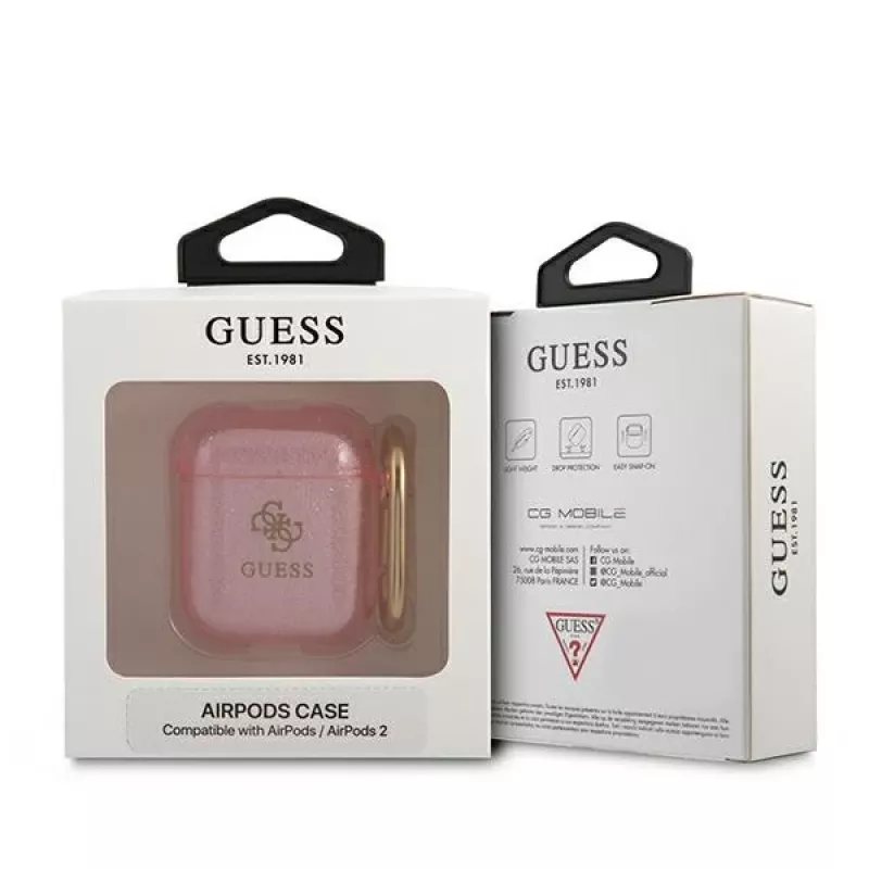 Capa de proteção GUESS Glitter Collection para Apple AirPods 1/2 - rosa