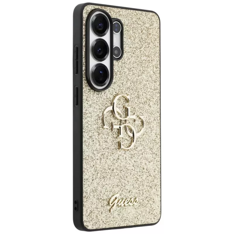 Capa GUESS Fixed Glitter Big 4G Metal Logo para Samsung Galaxy S26 Ultra - dourada