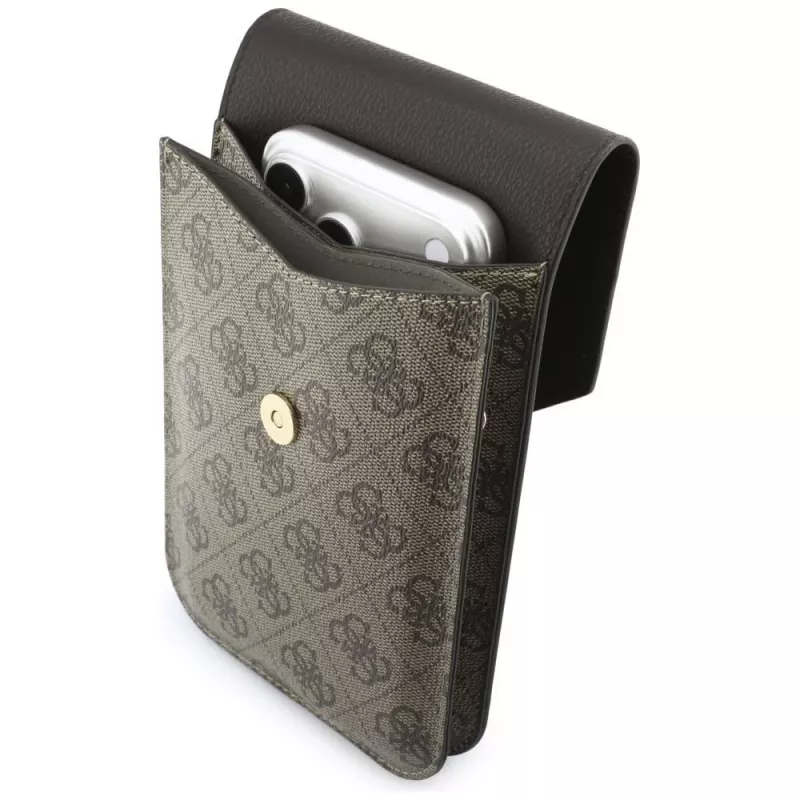 Bolsa para telemóvel GUESS Graines 4G & Classic Logos castanha