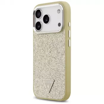 Capa MagSafe GUESS Glitter Triangle Logo para iPhone 17 Pro - dourada