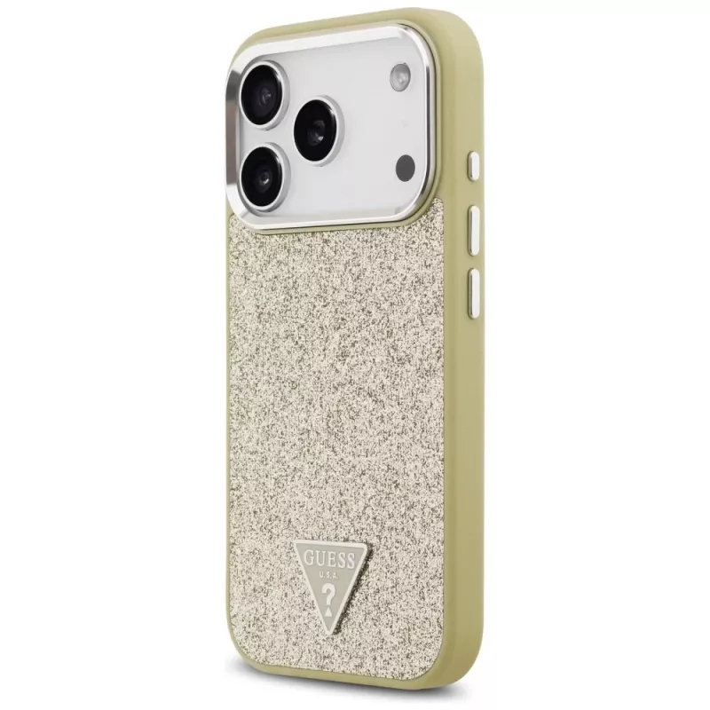 Capa MagSafe GUESS Glitter Triangle Logo para iPhone 17 Pro - dourada