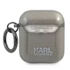 Capa Karl Lagerfeld KLA2UKHGK para AirPods 1/2 preta com glitter da cabeça do Karl