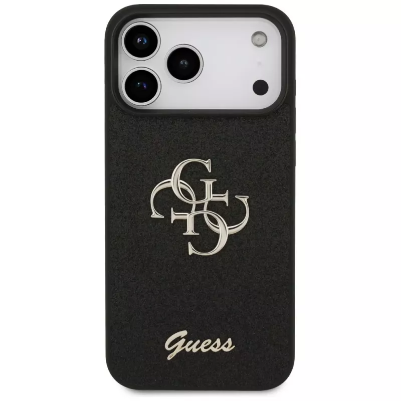 Capa GUESS Fixed Glitter Big 4G para iPhone 18 Pro Max / 17 Pro Max - preta