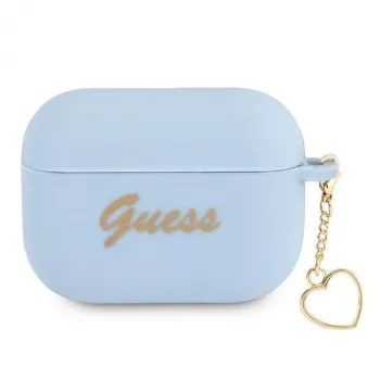 Capa Guess GUAPLSCHSB para AirPods Pro azul em silicone com charm Heart Collection