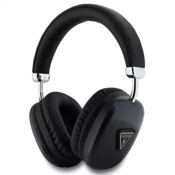 Auscultadores Bluetooth 5.3 over-ear GUESS com logótipo triangular metálico - pretos