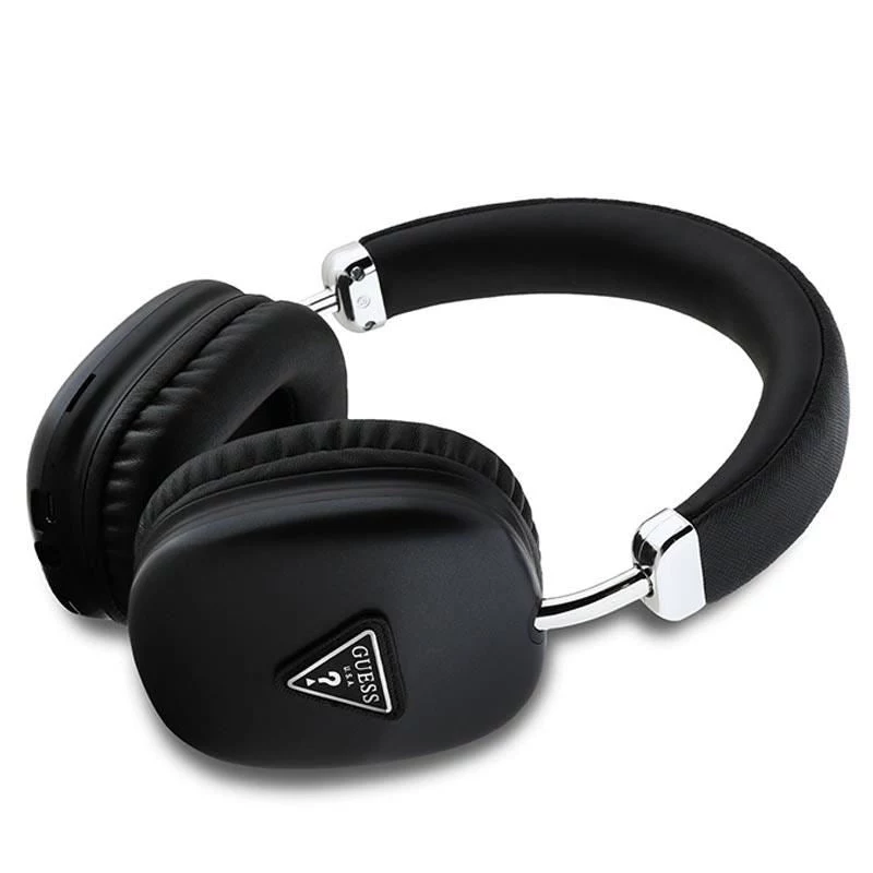 Auscultadores Bluetooth 5.3 over-ear GUESS com logótipo triangular metálico - pretos