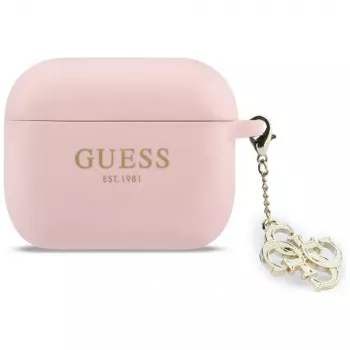 GUESS Capa de silicone 4G Charm para AirPods Pro 3, Rosa