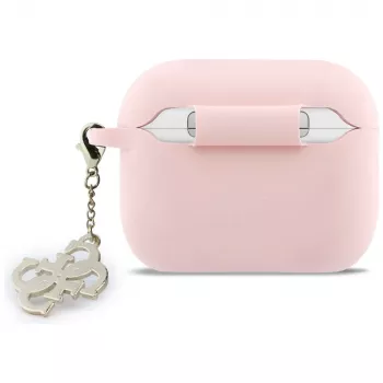 GUESS Capa de silicone 4G Charm para AirPods Pro 3, Rosa