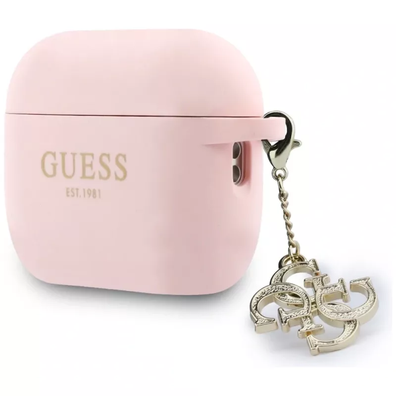 GUESS Capa de silicone 4G Charm para AirPods Pro 3, Rosa