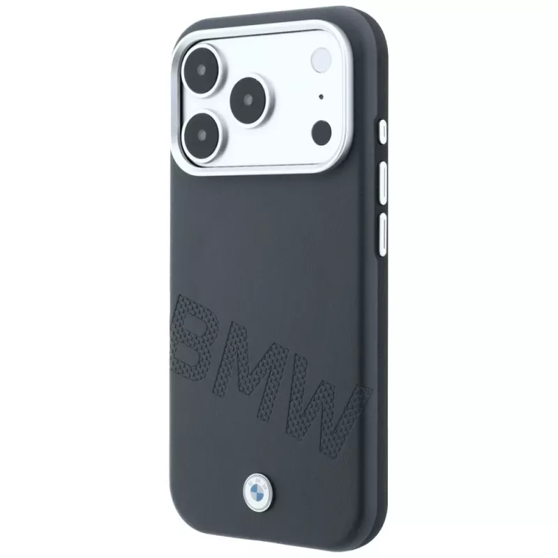 Capa MagSafe BMW Sign Inclined Deboss Letters para iPhone 18 Pro / 17 Pro - cinzenta