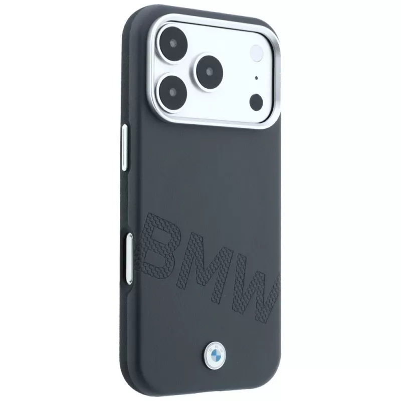 Capa MagSafe BMW Sign Inclined Deboss Letters para iPhone 18 Pro / 17 Pro - cinzenta