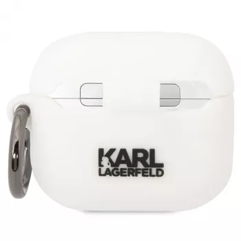 Capa Karl Lagerfeld KLACA3SILKCW para AirPods 3, branca, silicone Karl & Choupette