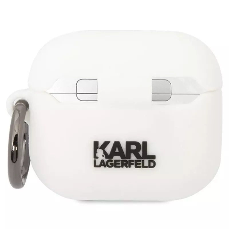 Capa Karl Lagerfeld KLACA3SILKCW para AirPods 3, branca, silicone Karl & Choupette
