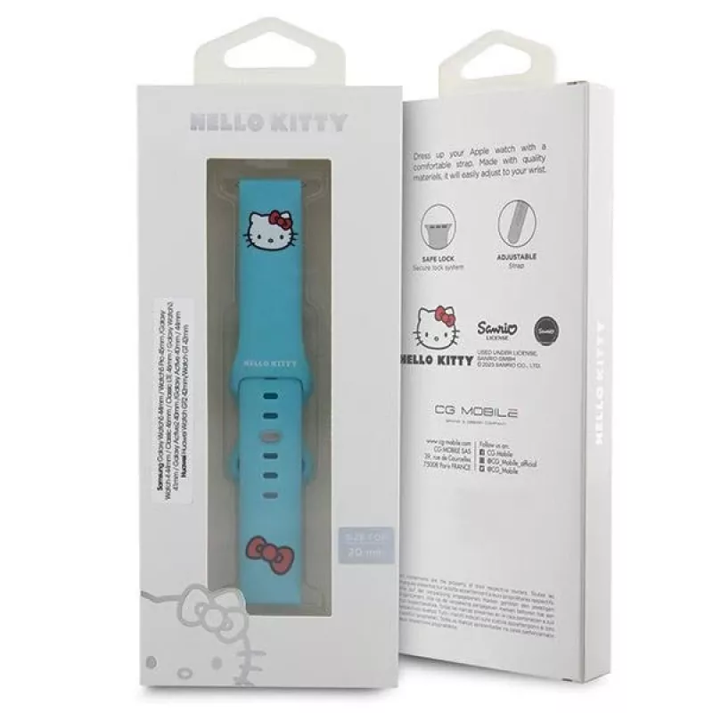 Hello Kitty Bracelete universal de silicone HKUWMSCHBLB, Kitty Head, Azul, 20mm