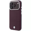 Capa MagSafe BMW Signature Collection com letras em relevo inclinadas para iPhone 15 Pro - borgonha