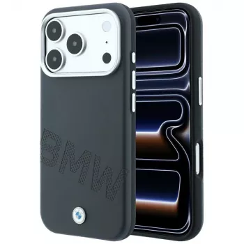Capa MagSafe BMW Sign Inclined Deboss Letters para iPhone 18 Pro Max / 17 Pro Max - cinzento