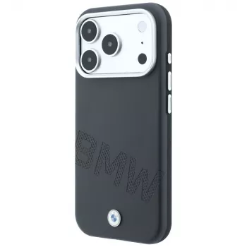 Capa MagSafe BMW Sign Inclined Deboss Letters para iPhone 18 Pro Max / 17 Pro Max - cinzento