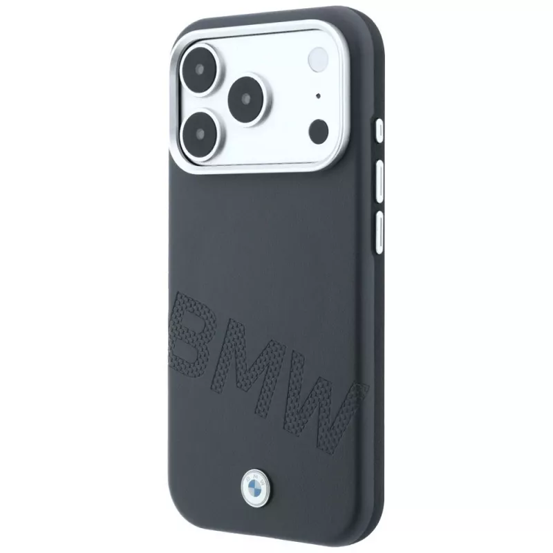 Capa MagSafe BMW Sign Inclined Deboss Letters para iPhone 18 Pro Max / 17 Pro Max - cinzento