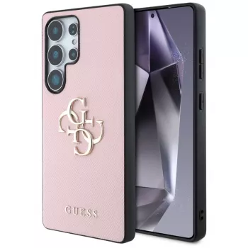 Capa GUESS Grained Big 4G Logo Small Classic Logo para Samsung Galaxy S25 Ultra - rosa