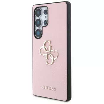 Capa GUESS Grained Big 4G Logo Small Classic Logo para Samsung Galaxy S25 Ultra - rosa