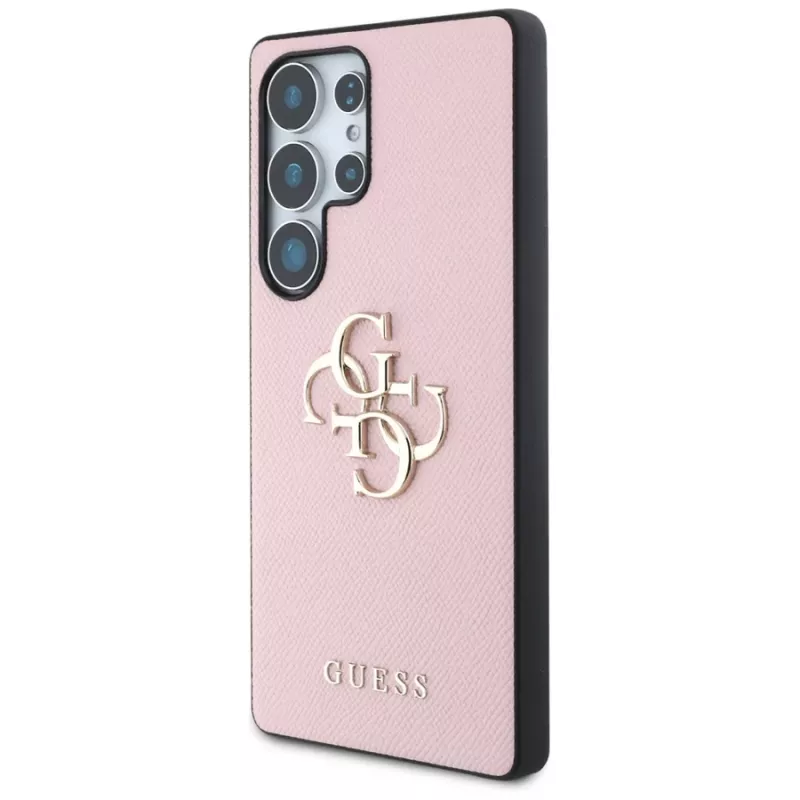 Capa GUESS Grained Big 4G Logo Small Classic Logo para Samsung Galaxy S25 Ultra - rosa