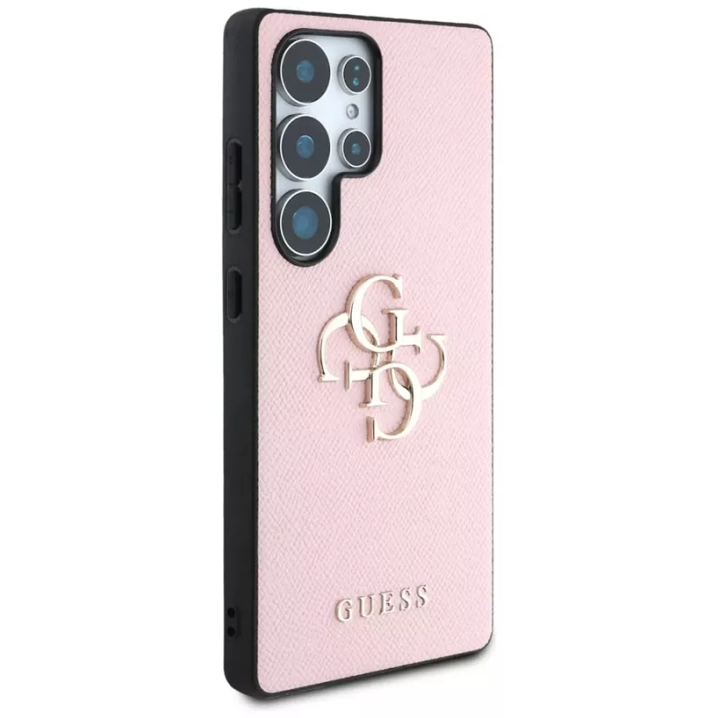 Capa GUESS Grained Big 4G Logo Small Classic Logo para Samsung Galaxy S25 Ultra - rosa