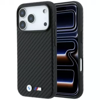 Capa MagSafe BMW M Carbon Metal Logo para iPhone 18 Pro Max / 17 Pro Max - preto