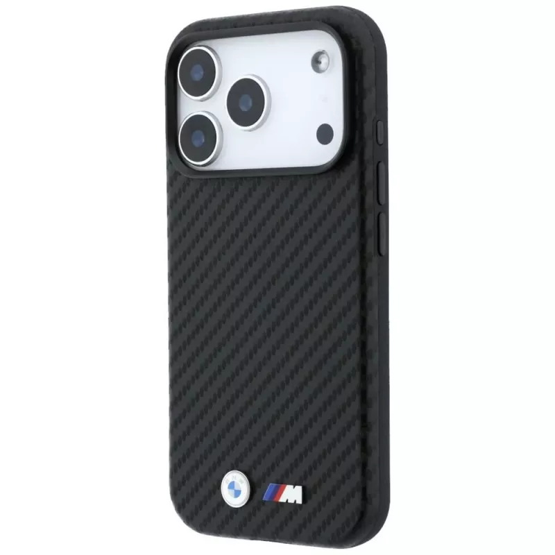 Capa MagSafe BMW M Carbon Metal Logo para iPhone 18 Pro Max / 17 Pro Max - preto