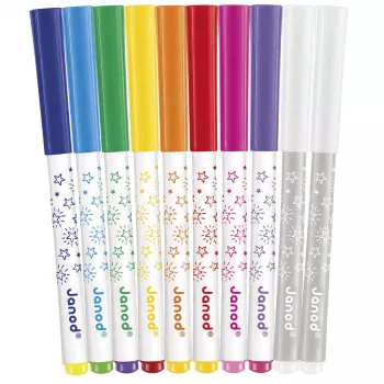 Marcadores de feltro mágicos Janod de mudança de cor, 10 cores