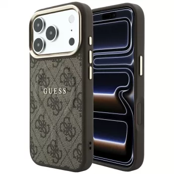Capa MagSafe GUESS Embossed 4G Classic para iPhone 17 Pro Max / 18 Pro Max - castanho