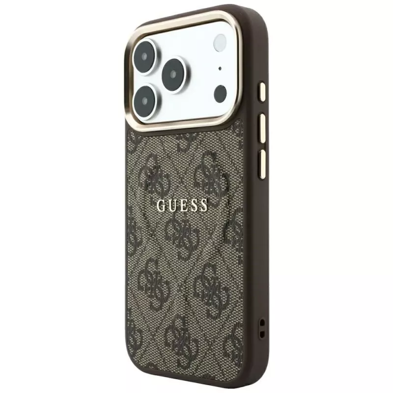Capa MagSafe GUESS Embossed 4G Classic para iPhone 17 Pro Max / 18 Pro Max - castanho