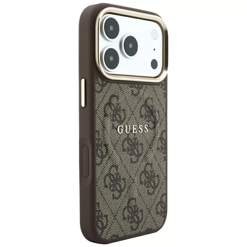 Capa MagSafe GUESS Embossed 4G Classic para iPhone 17 Pro Max / 18 Pro Max - castanho