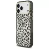 Capa MagSafe GUESS IML Leopard Glitter Triangle Logo para iPhone 18 Pro Max / 17 Pro Max - preto