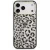 Capa MagSafe GUESS IML Leopard Glitter Triangle Logo para iPhone 18 Pro Max / 17 Pro Max - preto