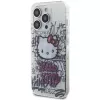 Capa rígida Hello Kitty HKHCP15XHDGPHT para iPhone 15 Pro Max 6,7 polegadas, branca, IML Kitty On Bricks Graffiti