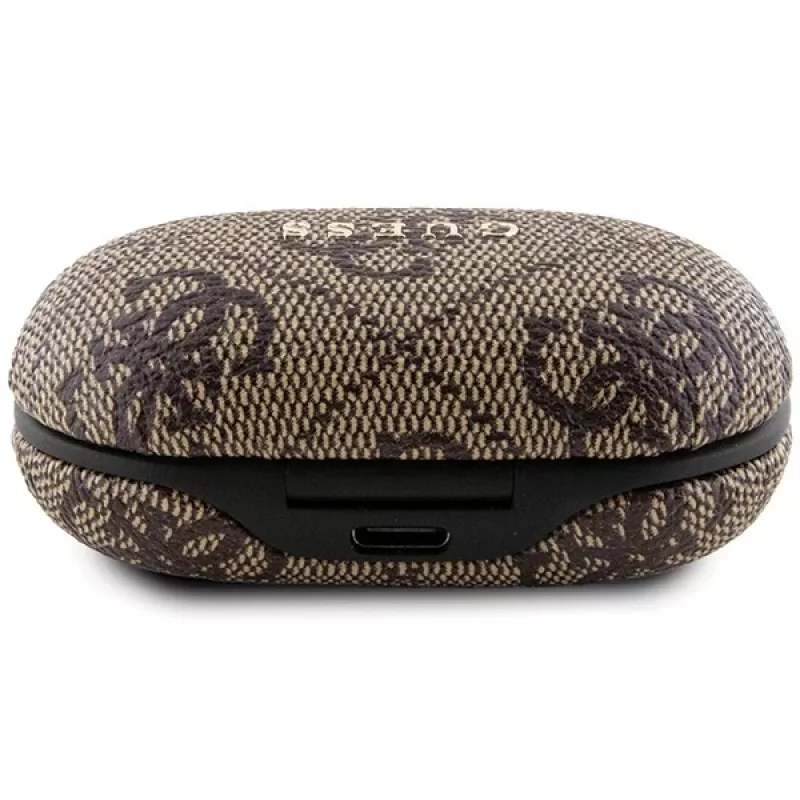 Auscultadores True Wireless Guess GUTWSP4EGW com estojo de carregamento, Bluetooth 5.3, ENC, castanho 4G Metal