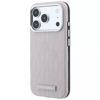 Capa MagSafe Karl Lagerfeld Grained Mono Resin Logo para iPhone 18 Pro Max / 17 Pro Max - rosa