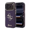 Capa de proteção traseira GUESS 4G Script Metal para Apple iPhone 18 Pro / 17 Pro - borgonha