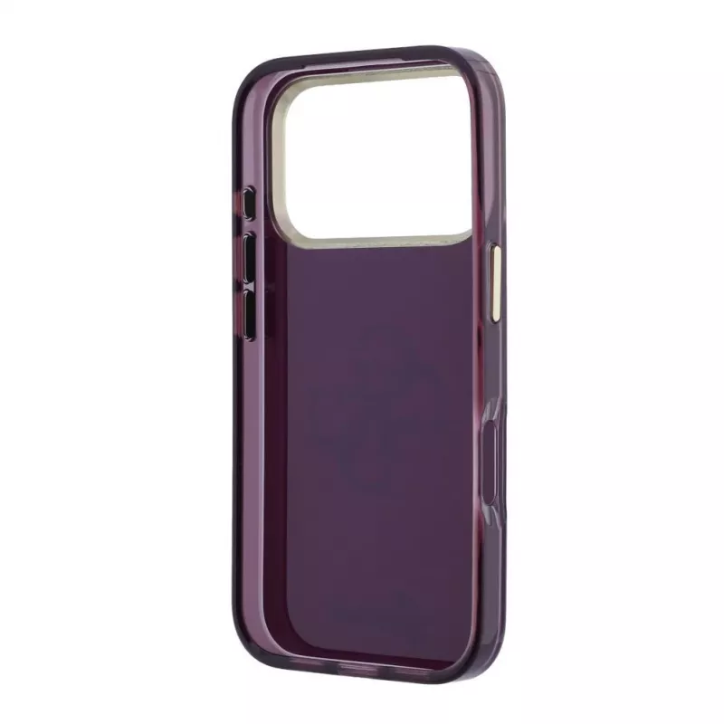 Capa de proteção traseira GUESS 4G Script Metal para Apple iPhone 18 Pro / 17 Pro - borgonha