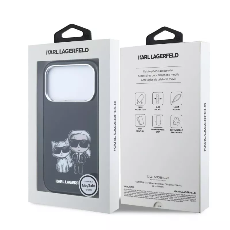 Capa MagSafe Karl Lagerfeld Karl & Choupette Bodies Sketch Print para iPhone 18 Pro Max / 17 Pro Max - preto