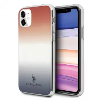 Capa U.S. POLO ASSN. para iPhone 11 vermelha e azul com padrão gradiente da coleção