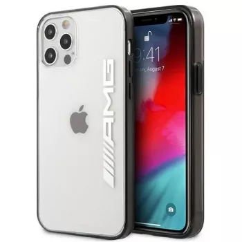 Capa rígida transparente AMG AMHCP12LAESLBK para iPhone 12 Pro Max com moldura preta com acabamento metálico