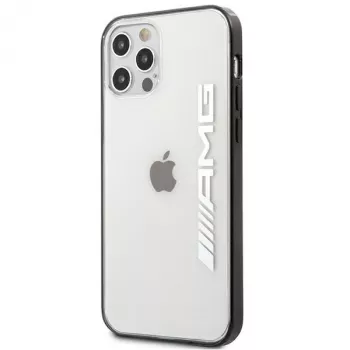 Capa rígida transparente AMG AMHCP12LAESLBK para iPhone 12 Pro Max com moldura preta com acabamento metálico