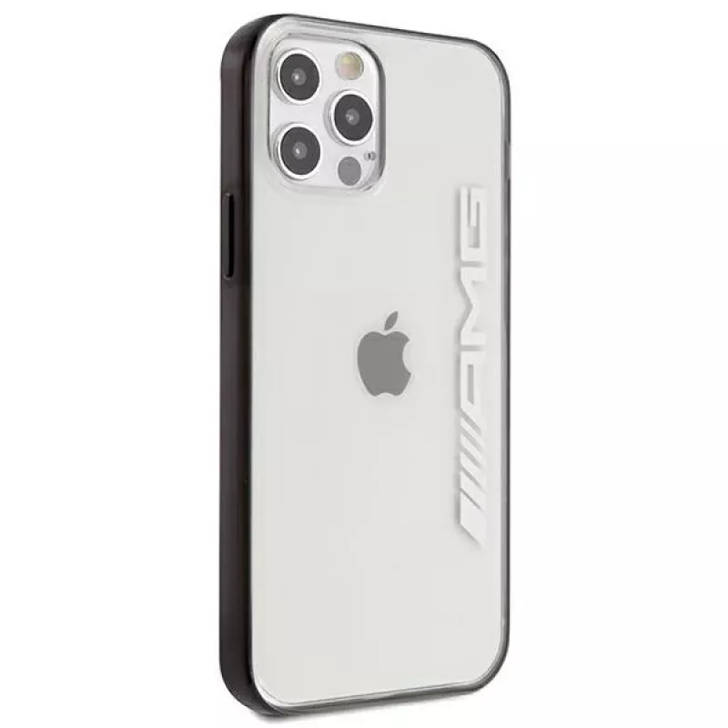 Capa rígida transparente AMG AMHCP12LAESLBK para iPhone 12 Pro Max com moldura preta com acabamento metálico