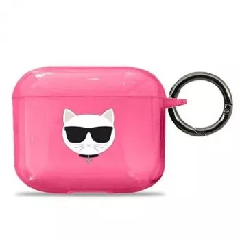 Capa Karl Lagerfeld KLA3UCHFP para AirPods 3 rosa Choupette