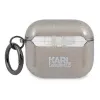 Capa Karl Lagerfeld KLA3UKHGK para AirPods 3 preta com brilho e cabeça do Karl