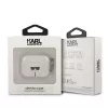 Capa Karl Lagerfeld KLA3UKHGS para AirPods 3 prateada com brilho e cabeça do Karl