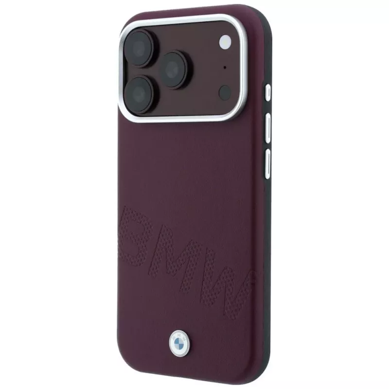 Capa MagSafe BMW Sign Inclined Deboss Letters para iPhone 18 Pro Max / 17 Pro Max - bordô